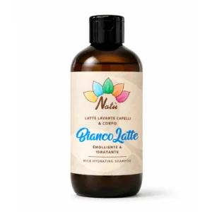 Bianco Latte Shampoo Doccia Aloe Dolce per capelli e corpo con Aloe Vera, ideale per una detersione delicata quotidiana.