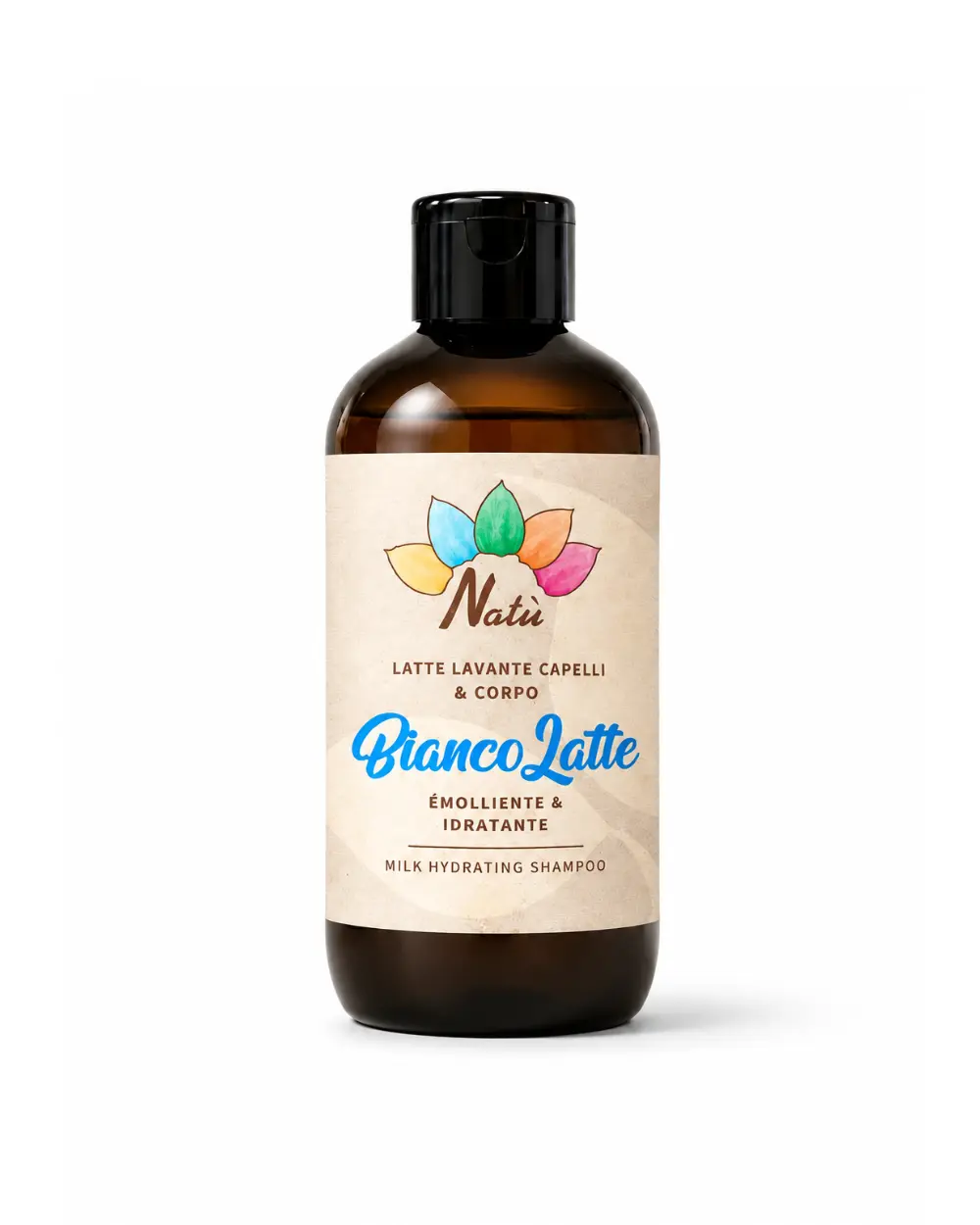 Bianco Latte Shampoo Doccia Aloe Dolce per capelli e corpo con Aloe Vera, ideale per una detersione delicata quotidiana.