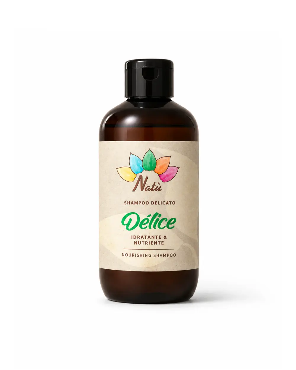 Dèlice Shampoo Idratante per cute secca e sensibile con Camomilla, Calendula e Panthenol per una detersione delicata.