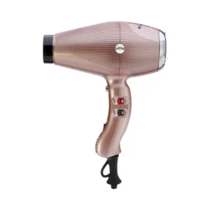 Asciugacapelli professionale Gamma+ Aria Dual Ionic con Generatore Ionico ON/OFF, Ultra Kinetic Motor ed E.T.C. Technology, progettato per un'asciugatura rapida, capelli più luminosi e styling personalizzabile.