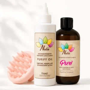 Kit Antiforfora Professionale con Purify Oil, Purì Shampoo Antiforfora e Spazzola Esfoliante per la cura del cuoio capelluto