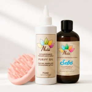 Kit Cute Grassa Professionale con Purify Oil, Sebò Shampoo e Spazzola Esfoliante per la cura del cuoio capelluto