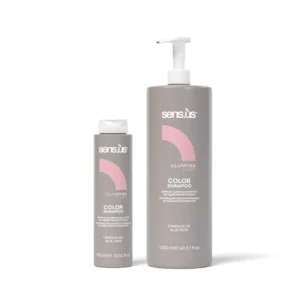 Color Shampoo Illumyna Care shampoo protettivo per capelli colorati e trattati con Olio di Camelia e Aloe Vera, ideale per detergere delicatamente e preservare la brillantezza del colore.