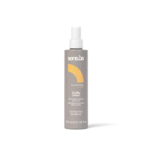 Curl Spray Illumyna Care spray leave-in per capelli ricci e mossi con olio di cocco, olio di jojoba e miele, ideale per definire i ricci e mantenere la chioma morbida e leggera.