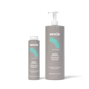 Daily Shampoo Illumyna Care shampoo uso frequente con acqua di riso fermentata, acqua attiva di tè nero ed estratto di alghe, ideale per detergere delicatamente tutti i tipi di capelli.
