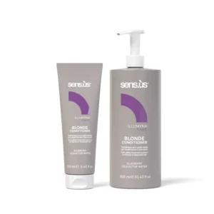 Blonde Conditioner Illumyna Care balsamo antigiallo per capelli biondi, decolorati e con schiariture con Acqua Attiva di Goji, Mirtillo, Proteine della Seta e Proteine della Soia per neutralizzare i riflessi gialli.
